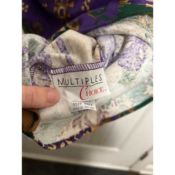 Vintage 80s 90s Abstract Tribal Print Oversized Tee Purple Gold Graphic XL AOP - Picture 9 of 10